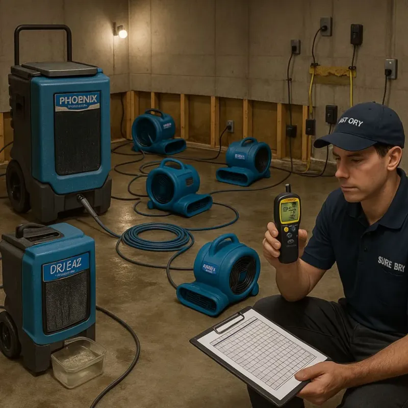 Structural Drying and Dehumidification process in Ansonia, OH